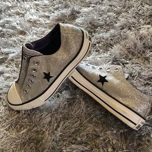 Silver glitter Converse